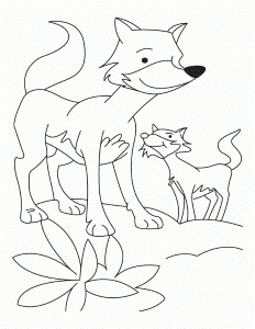 Fox with cub coloring pages | Download Free Fox with cub coloring