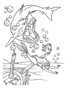 Ariel Running From The Shark « Coloring Pages « Upins Printables