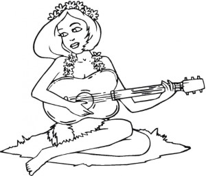 Vector Of A Cartoon Dancing Guitarist Frog Outlined Coloring