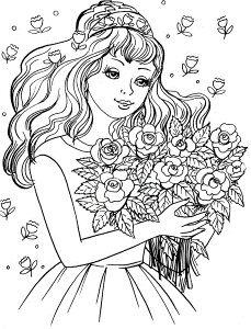 The most beautiful bride coloring pages 3 / Bride / Kids