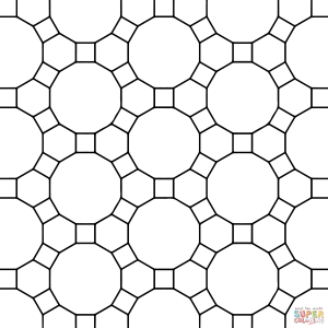 Tessellation with Hexagon, Dodecagon and Square coloring page