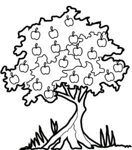 Apple Tree Many Fruit Coloring Page | Tree Coloring Page
