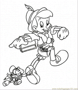 Coloring Pages Pinocchio With Cricket (Cartoons > Others) - free