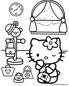 Hello Kitty - Hello Kitty choosing a purse coloring page