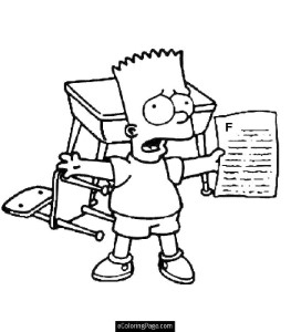The Simpsons Bart Simpson Bad Grades in School Coloring Page