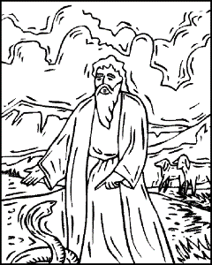 Moses and the Burning Bush that Did Not Burn Coloring Page