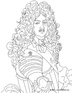 FRENCH KINGS AND QUEENS coloring pages - King LOUIS XIV, The Sun King