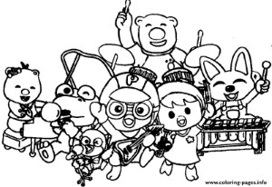 Pororo Play Music Coloring Pages Printable