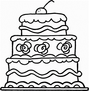 Beautiful cake coloring printable page for kids #4033 Wedding Cake ...