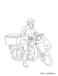 POSTMAN coloring pages - Postman on his postman bike