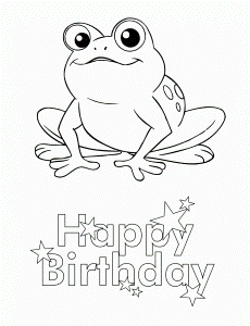 Frog Happy Birthday Coloring Page
