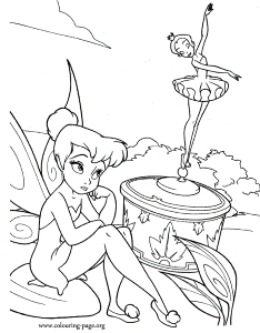 Tinker Bell - Tinker Bell and a music box coloring page