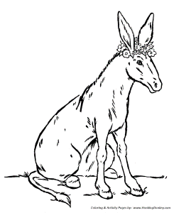 Farm Animal Coloring Pages | Donkey with Flowers Coloring Page and ...