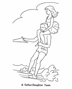 Summer Coloring - Kids Water Skiing Coloring Page Sheets of the