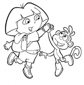 Dora And Boots Are Being Applauded Coloring Page - Kids Colouring
