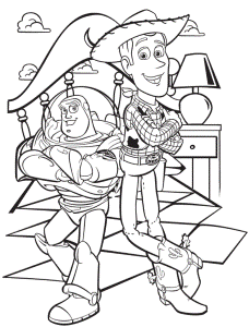 Print Toy Story Sheriff Woody And Buzz Lightyear Coloring Page or