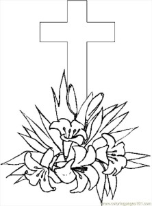 Coloring Pages Cross & Lilies 4 (Entertainment > Holidays) - free
