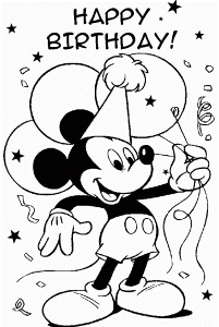 Mickey Mouse Bring Balloons for Birthday Party Coloring Pages ...