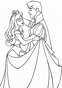 Aurora Dancing With The Prince Sleeping Beauty Coloring Page