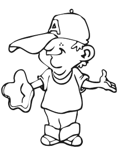 Printable Baseball Player Coloring Page | Boy With Cap Over Eyes