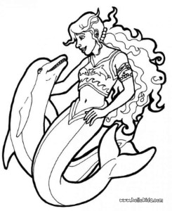 Mermaid and sea creatures coloring pages : 7 Fantasy MERMAID world