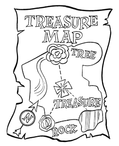 Real Treasure Hunts: Cryptic Treasures: Treasure Map Coloring Pages