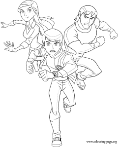 Ben 10 - Ben 10, Gwen Tennyson and Kevin Ethan Levin coloring page
