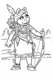 Muppets Indian Piggy Coloring Page Coloringplus 3194 Muppet