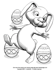 Bunny Rabbit and Easter Eggs Free Coloring Pages for Kids