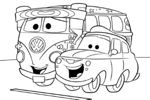 Coloring in cars coloring pages from the 2 movies made by Disney