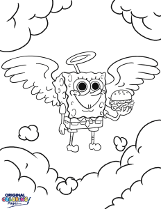 Spongebob Flying with Burger Coloring Page | Coloring Pages - Original Coloring  Pages