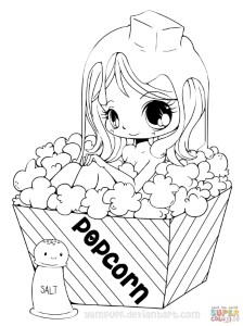 coloring : Colouring In Things Awesome Chibi Popcorn Girl Coloring Page  Colouring In Things ~ queens
