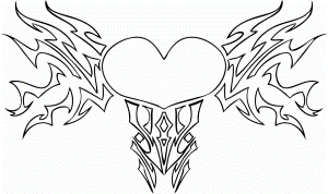 Rose Coloring Pages Viewing Gallery For Heart With Wings And A