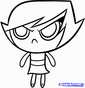 How to Draw Buttercup, Buttercup from The Powerpuff Girls, Step by