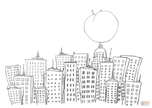 James and the Giant Peach in New York coloring page | Free ...
