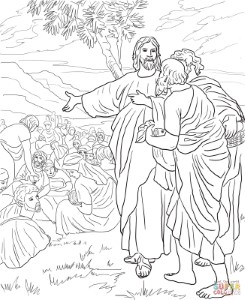 Jesus Feeds the Multitude with Fish and Bread coloring page | Free ...