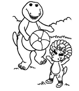 Barney And Baby Bop Playing Ball In Barney And Friends Coloring ...