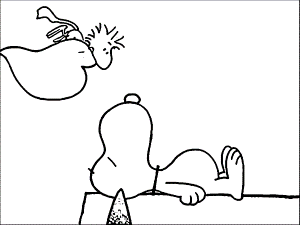 Sleepy Snoopy And Fly Woodstock Coloring Page | 