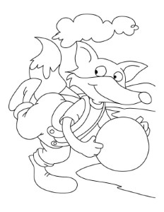 Fox playing with the ball coloring page | Download Free Fox