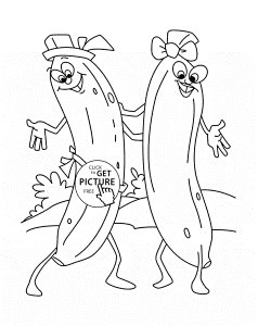 Funny Bananas Dancing fruit coloring page for kids, fruits ...