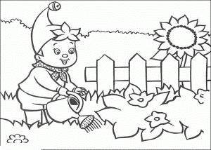 Boy Watering Flowers In The Garden Coloring Pages For Kids #El ...