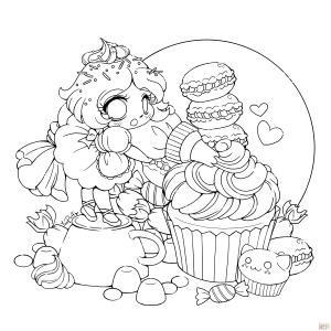 Chibi Cupcake Girl coloring page | Free Printable Coloring Pages