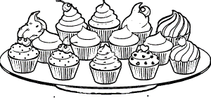Plate Of Cupcakes Coloring Page | 
