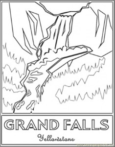Grand Falls Yellowstones Coloring Page - Free Waterfall ...