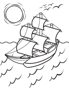 Kids Free Thanksgiving Coloring Pages Mayflower | Holidays ...