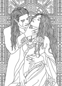 Realistic Picture of Vampire Couple Coloring Page: Realistic ...