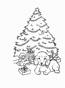 Puppy Coloring Pages Christmas - Coloring Page
