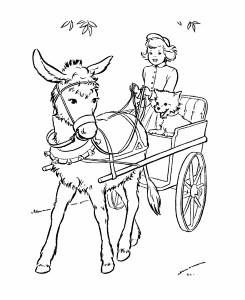 farm animal coloring pages printable cute donkey cart page