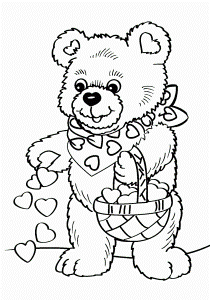 Sweet valentine Day Bear coloring page | Coloring Pages