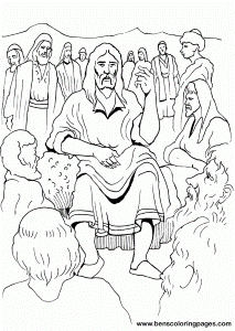 Jesus preaching coloring page.